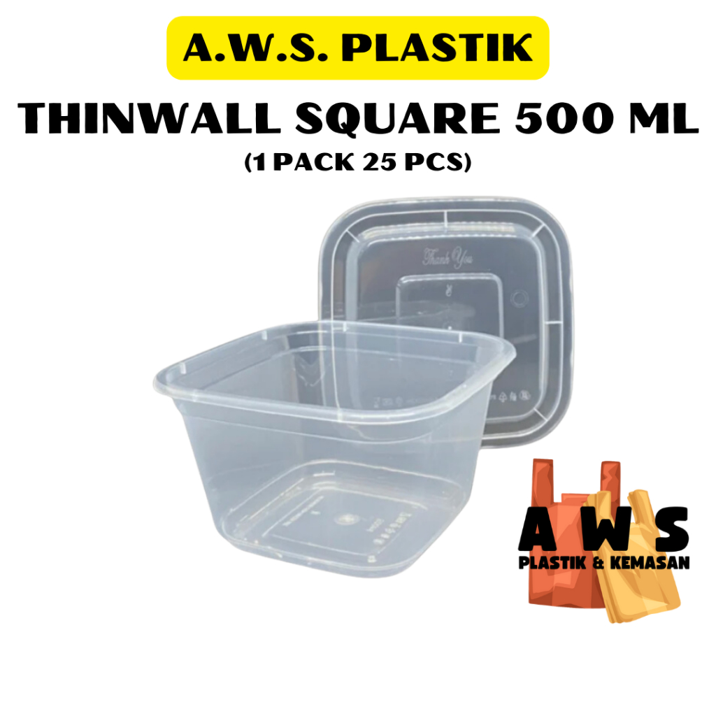 Jual Thinwall Persegi Sq Square Bening Ml Aws Plastik