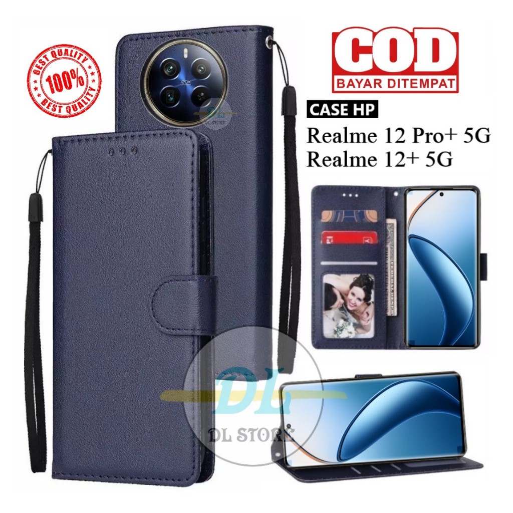 For Realme 12 Pro , Luxury Flip Leather Wallet Purse Card Stand Soft Case Cover