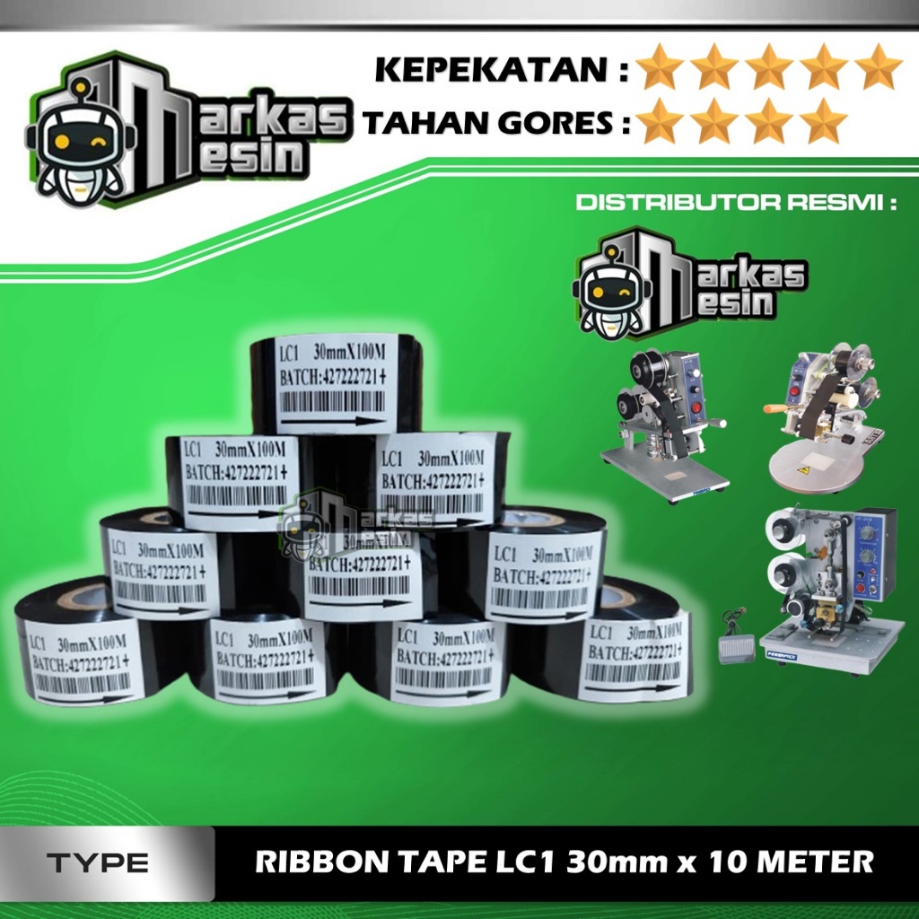 Jual Ribbon Tape 30 mm x 100 m LC1 LC1* Pita coding Tinta cetak expired ...