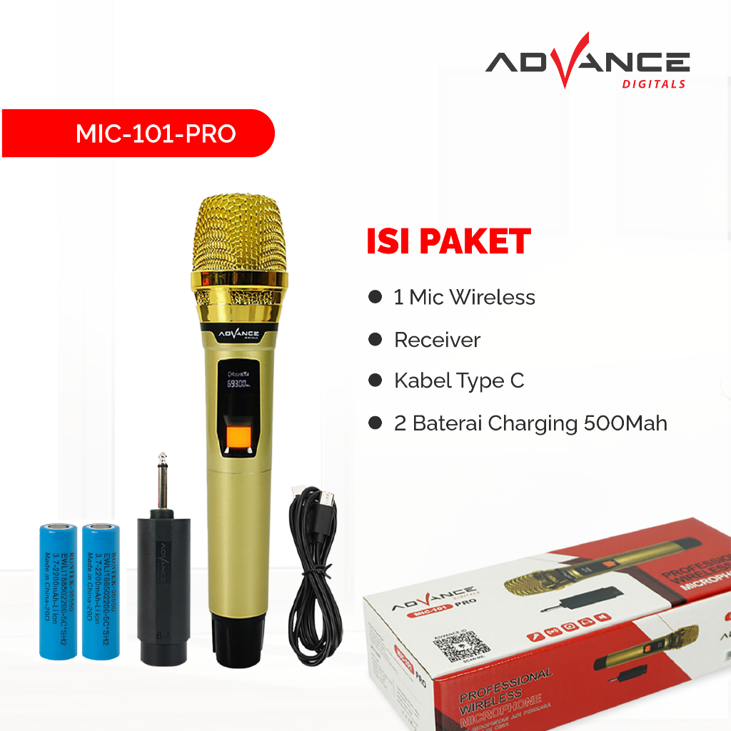 Jual 【COD】Mic Wireless Advance MIC-101 PRO Profesional Microphone Bisa ...