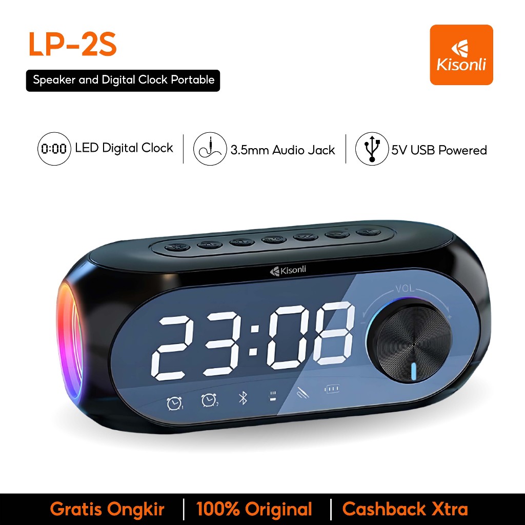 Jual KISONLI Speaker Jam Bluetooth Portable Stereo Original Led Display ...