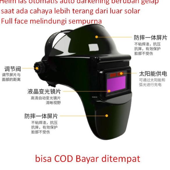 Jual Rekomendasi Helm las otomatis auto darkening berubah gelap saat ...