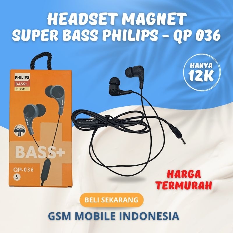 PROMO HF/HEADSET PHILIPS MAGNET QP-036 SUPER BASS PACKING IMPORT SUPER BASS