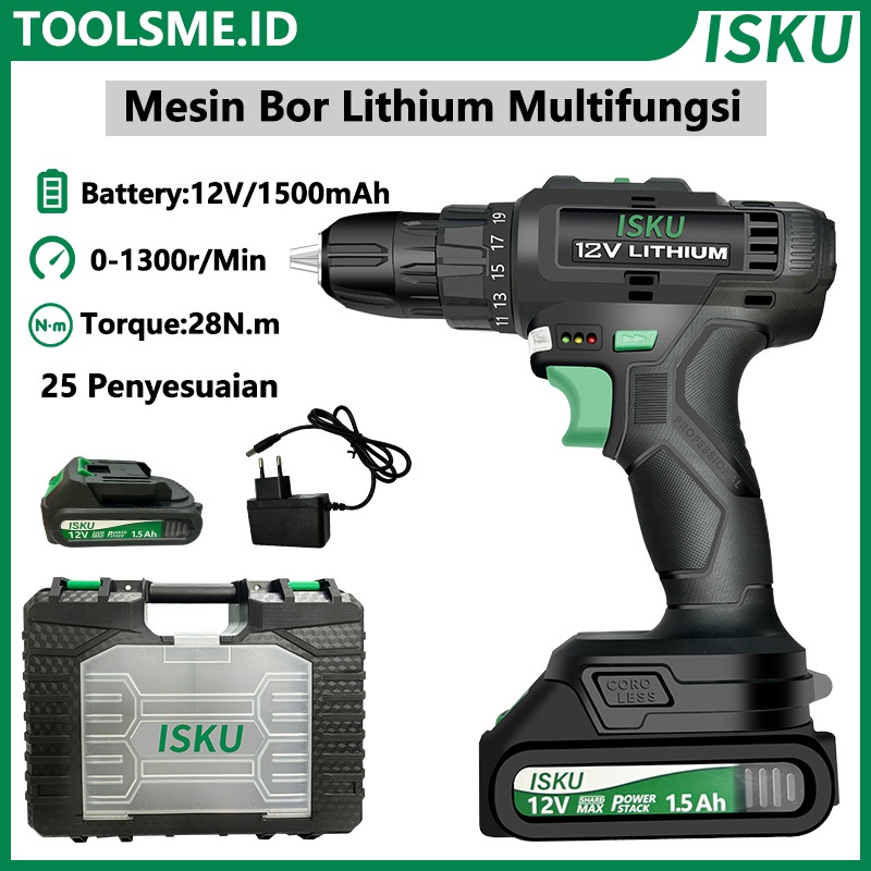 Jual Isku Mesin Bor Lithium Mulitifungsi V Mah Battery Tangan Cordless Drill Battery Bor