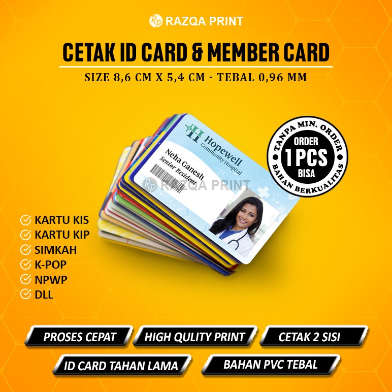 Jual Cetak Id Card Kartu Anggota Pelajar Member Card Cetak Kartu Kip Kis Simkah Shopee