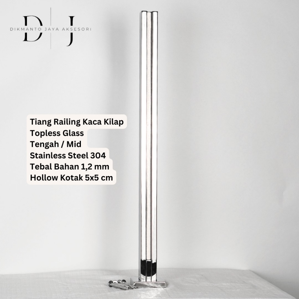 Jual Tiang Railing Kaca Topless Glass Kilap Tengah 85 Cm Sus 304 Shopee Indonesia 9133