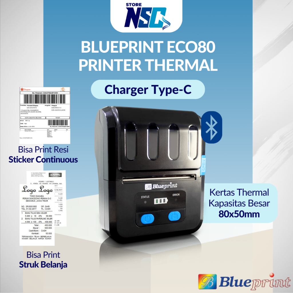 Jual Printer Portable Thermal 80 BLUEPRINT ECO80 USB + Bluetooth ...