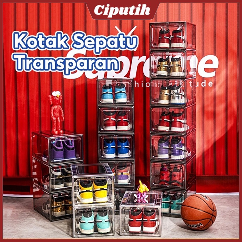 Jual Kotak Sepatu Transparan Acrylic Box Shoes Box Premium Stackable ...