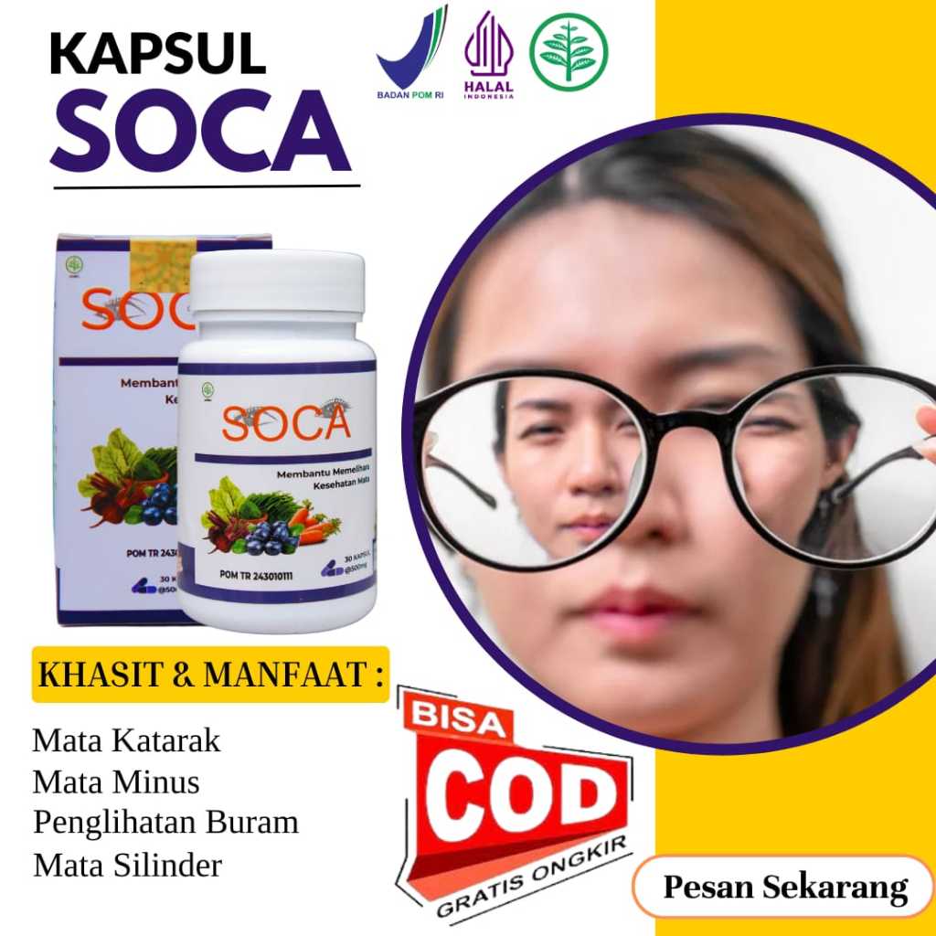 Jual SOCA Kapsul Obat Mata Minus, Glukoma, Mata Kabur dan Silinder ...