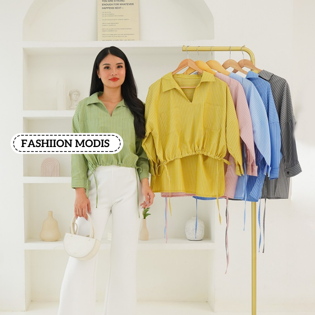 Jual Fashion Modis Atasan kemeja Crop Tali Bawah Terbaru/ Atasan Wanita