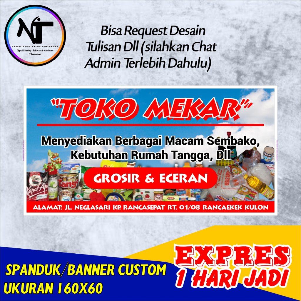 Jual Cetak Spanduk / Banner Warung Sembako Custom Ukuran 160x60 cm ...
