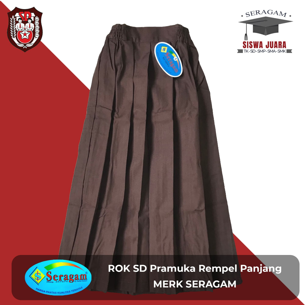 Jual ROK SD PANJANG REMPEL WARNA COKLAT PRAMUKA MERK SERAGAM | Shopee ...