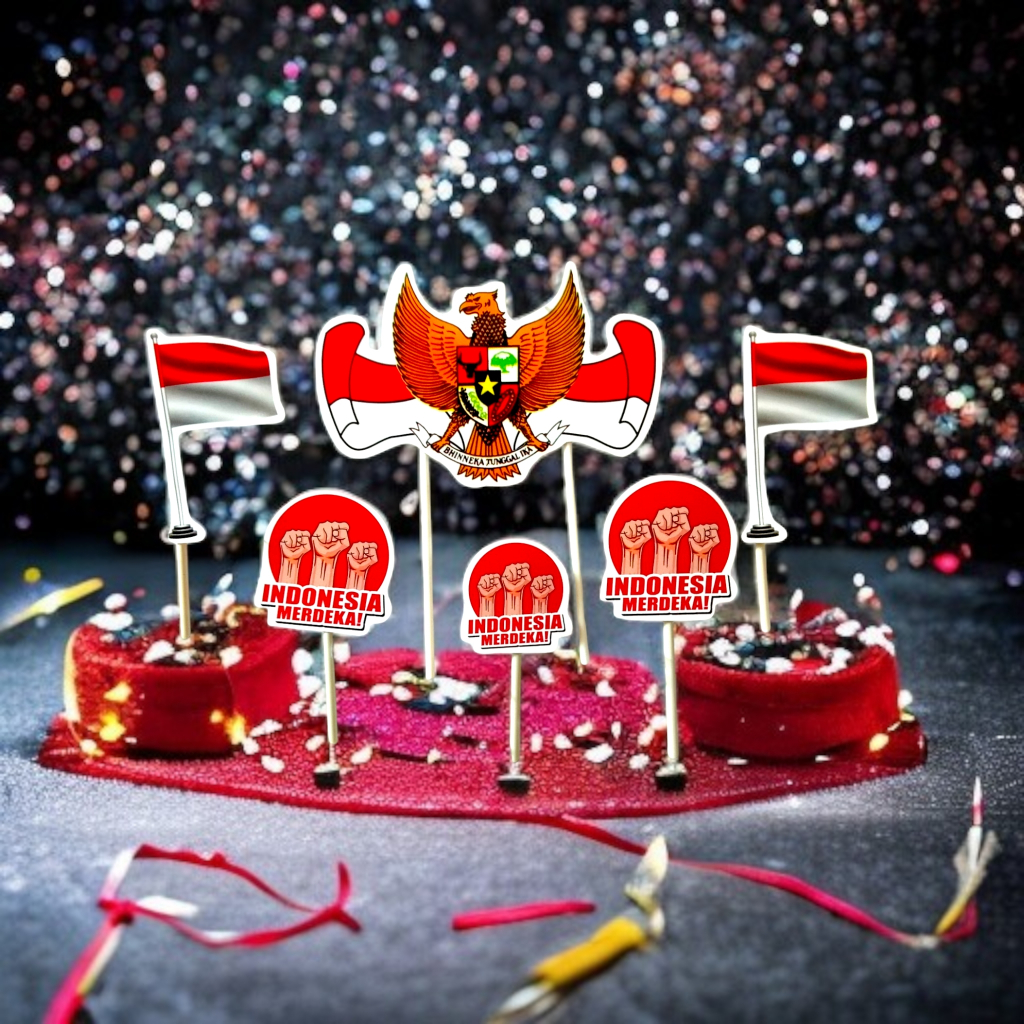 Jual topper cake/hiasan kue kemerdekaan indonesia | Shopee Indonesia