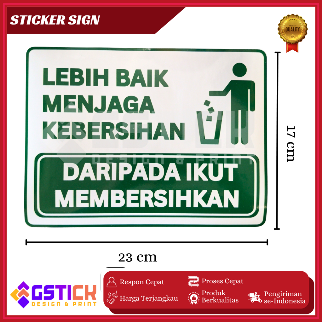 Jual STICKER SIGN/PERINGATAN/TANDA CUSTOM 23 x 17 CM | Shopee Indonesia