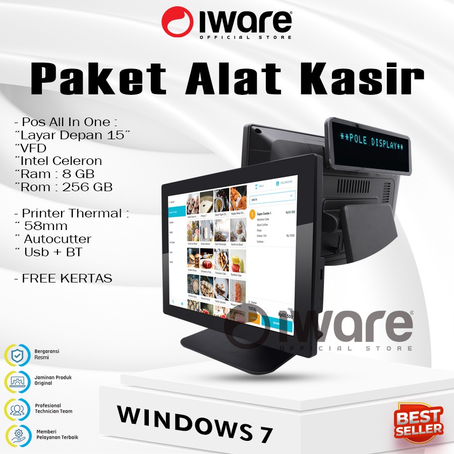 Jual Iware Paket PC Pos All In One Windows 8/256GB Intel Celereon With ...