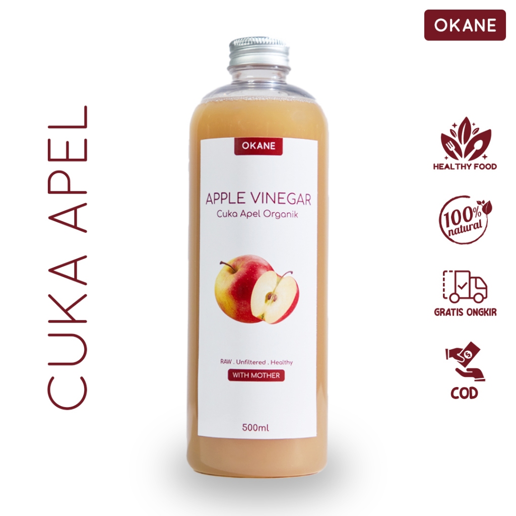 Jual Cuka Apel Organik Raw Unfiltered Asli 500 ml / Apple Vinegar Okane ...