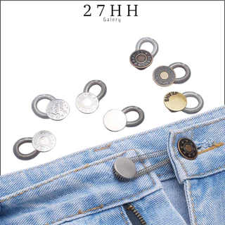 27HH KN03 KANCING PEMBESAR CELANA JEANS ELASTIS METALIC BUTTON EXTENDER AKSESORIS KANCING JEANS PENGAIT CELANA KEBESARAN BISA DILEPAS DETACHABLE WAIST BUTTON TANPA DIJAHIT