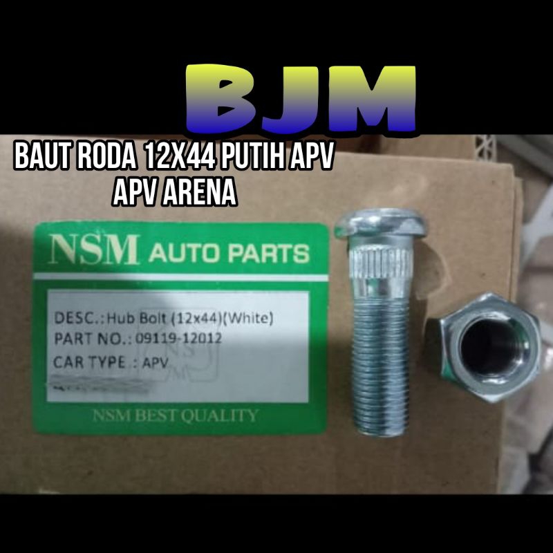 Jual BAUT RODA 12X44 PUTIH+MUR HUB BOLT WHITE+NUT APV ARENA MEGA CARRY ...