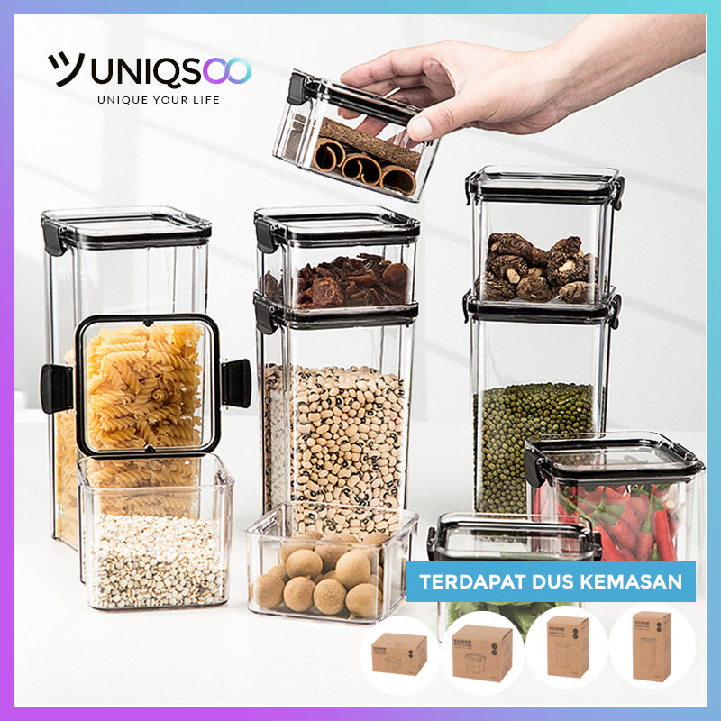 Jual UNIQSOO Toples Kotak Snack Kedap Udara Penyimpanan Bening Cereal ...