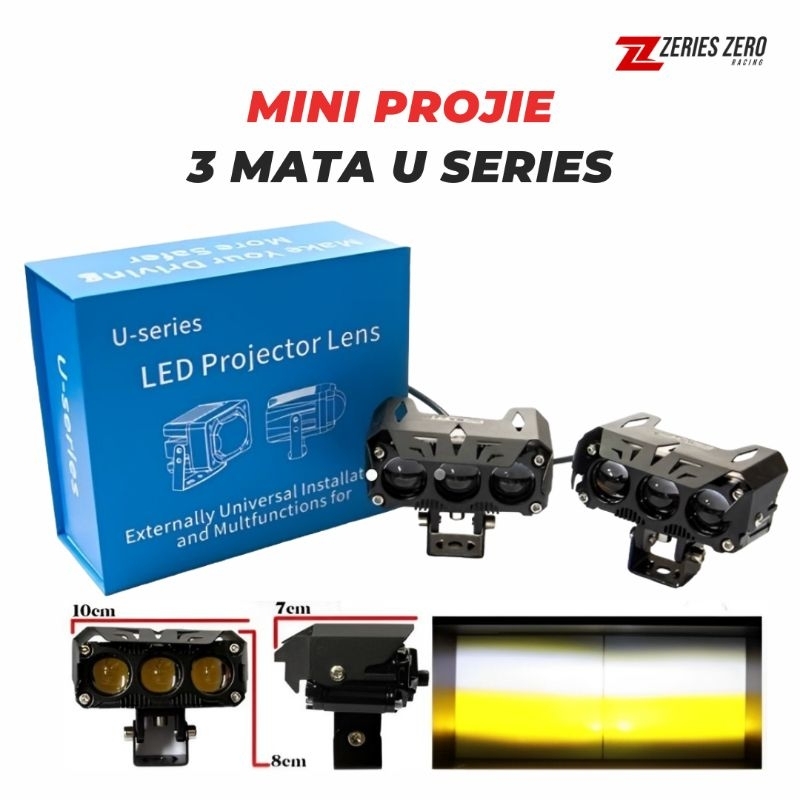 Jual Lampu LED 3 Mata Projector Lamp Mini Projie 3 mata Putih Kuning ...
