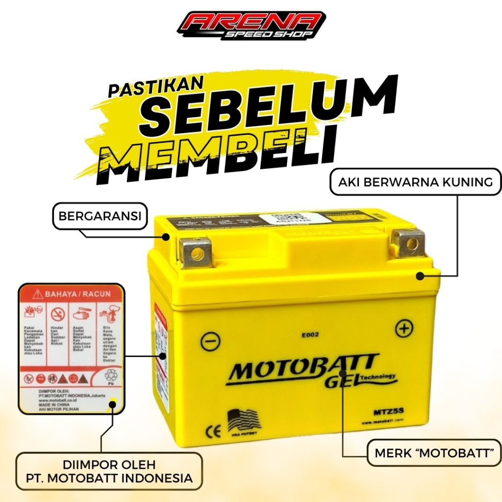 Jual Accu MOTOBATT Gel MTX5AL 5 Ah Aki Kering F1ZR FIZR Jupiter Mio ...