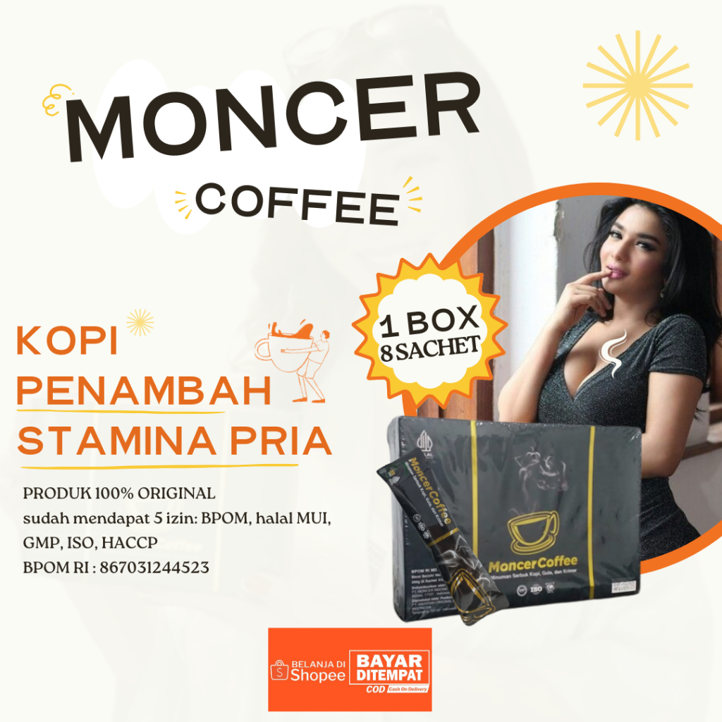 Jual COD MONCER COFFEE ORIGINAL RESMI BPOM 1 BOX ISI 8 SACHET HALAL ...