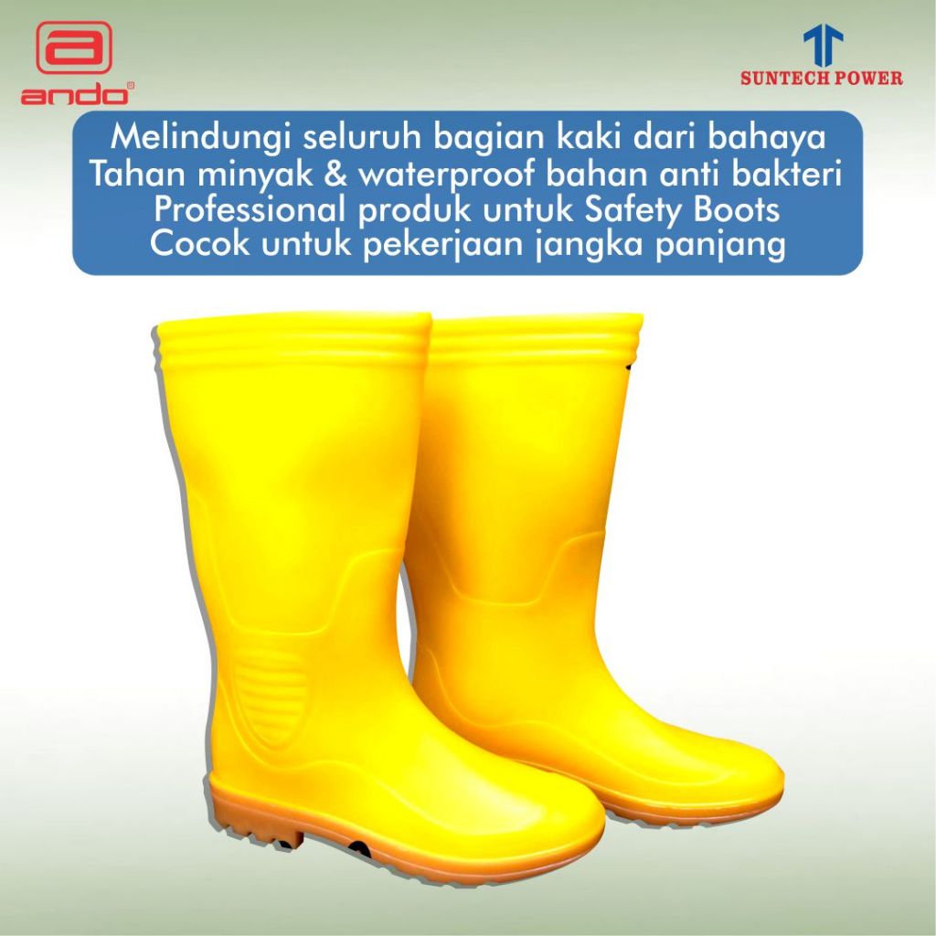 Jual Sepatu Safety Boot Merk Ando Kuning 39 - 44 Rubber Safety Boot ...