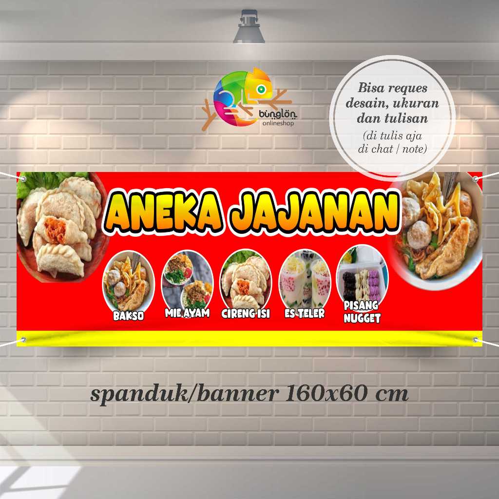 Jual Spanduk Banner Aneka jajanan Cireng Isi Es Teler Mie Ayam Free ...