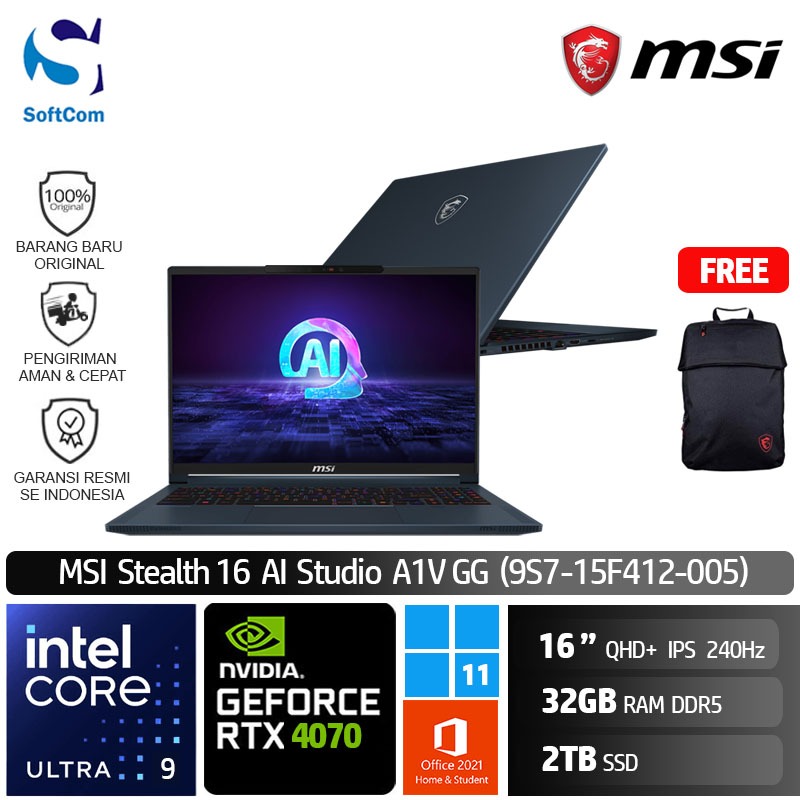 Jual Msi Stealth 16 Ai Studio A1vgg 005 Ultra 9 185h32gb2tb Ssd