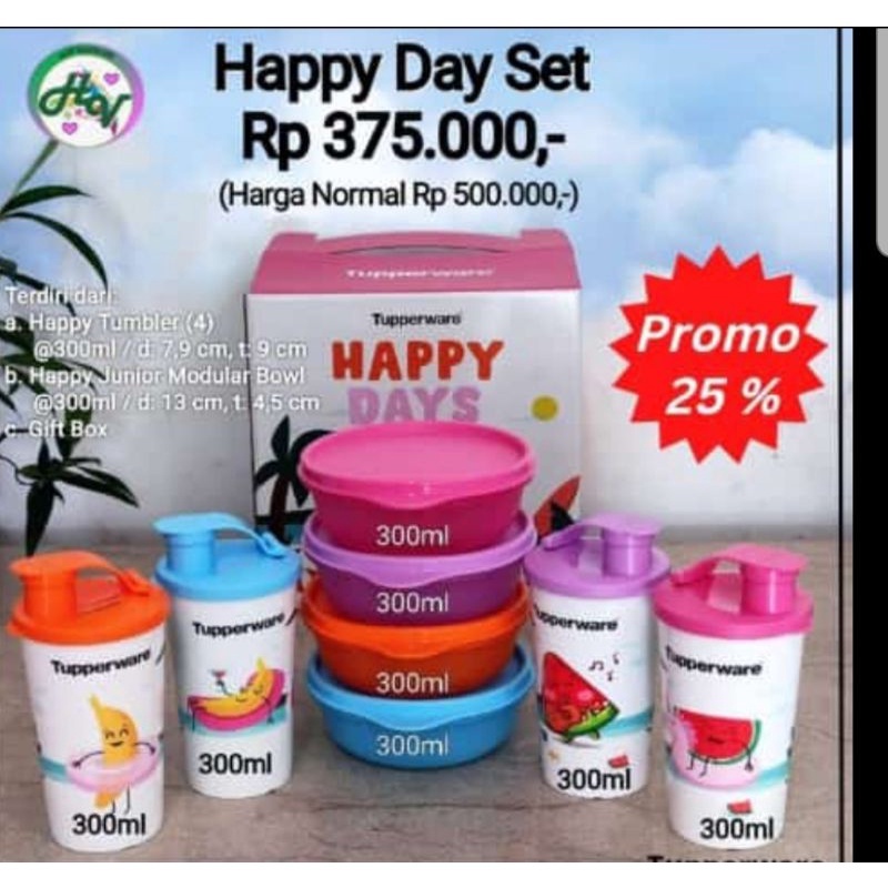 Jual TUPPERWARE Happy Day Set dapat 4 tumbler dan 4 modular bowl ...