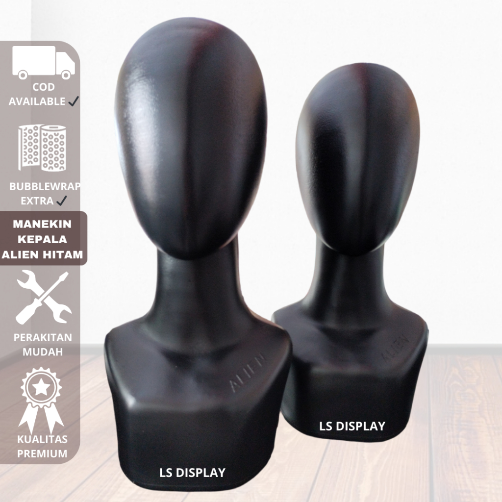 Jual Manekin Kepala Polos / Alien Hitam Patung Kepala Wanita Hitam