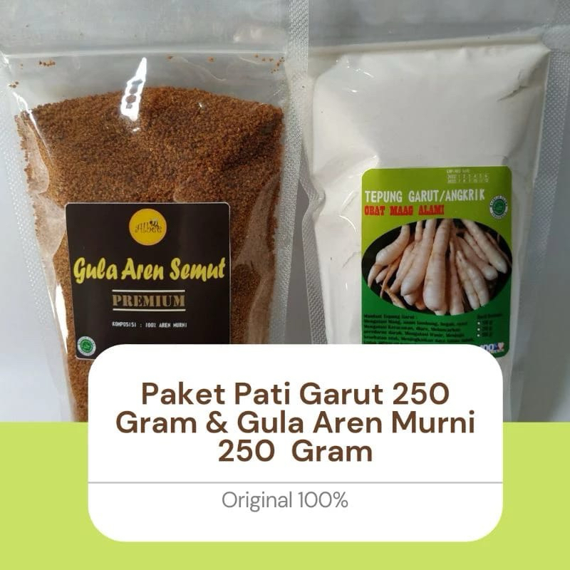 PAKET ASAM LAMBUNG PREMIUM/TEPUNG PATI GARUT DAN GULA AREN SEMUT MURNI 250/250 GRAM