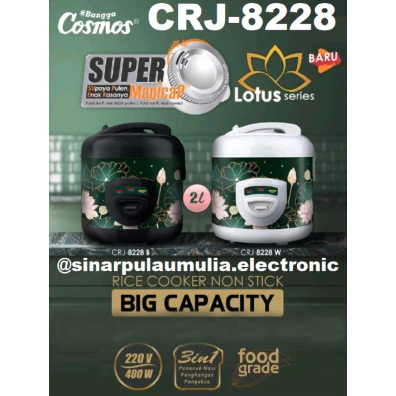 Jual Rice Cooker Magic Com Cosmos CRJ-8228 Lotus Ukuran Kapasitas 2 ...