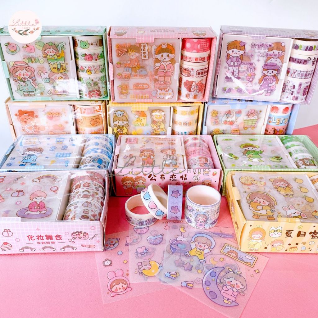 Jual Paket Box Set Sticker Glitter dan Washi Tape TERMURAH selotip ...
