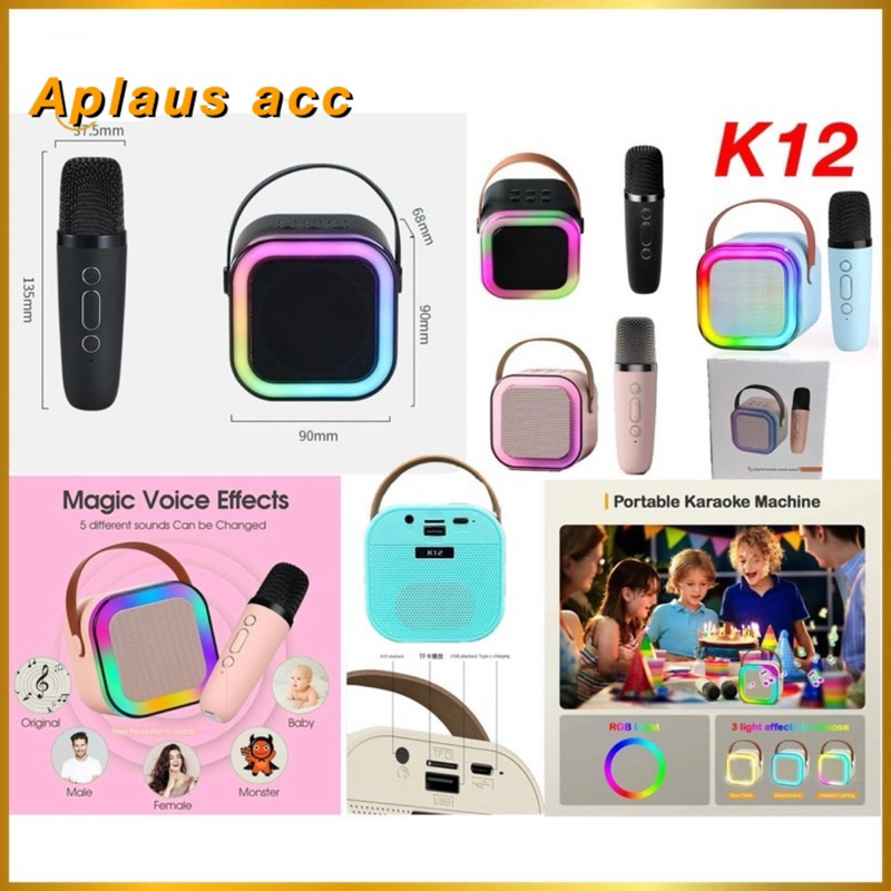 Jual Speaker Karaoke K12 Portable + Mic Bluetooth Mini Karaoke Set Full ...