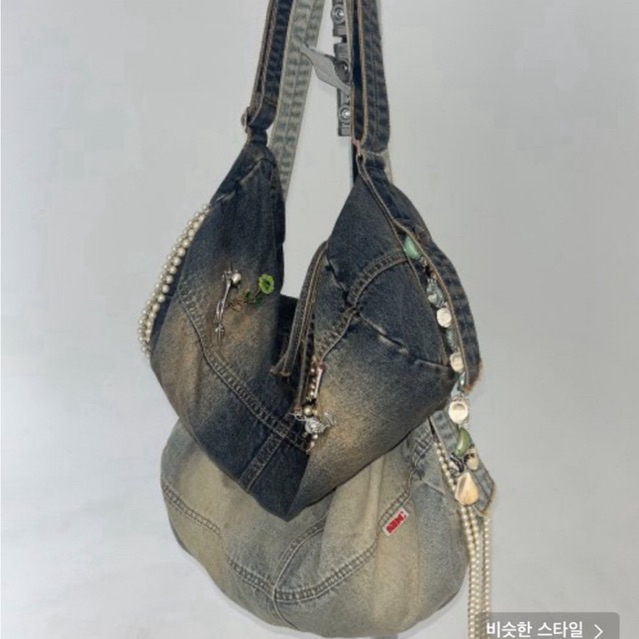 MUSINSA | SCULPTOR Destroyed Denim Duffel Bag Vintage Blue