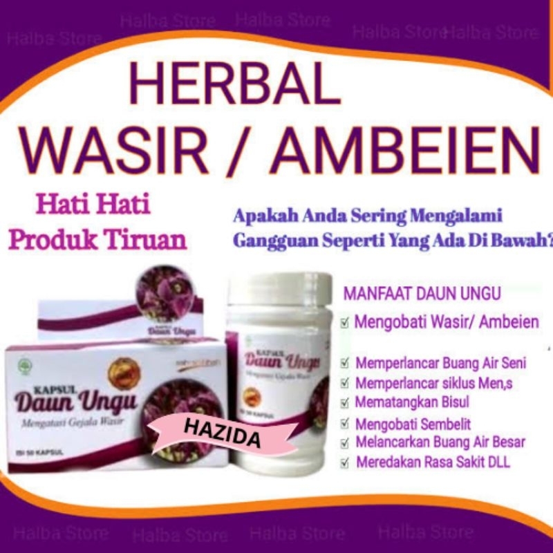 Jual Kapsul Daun Ungu Ash Shihhah 50 kapsul solusi wasir ambeien