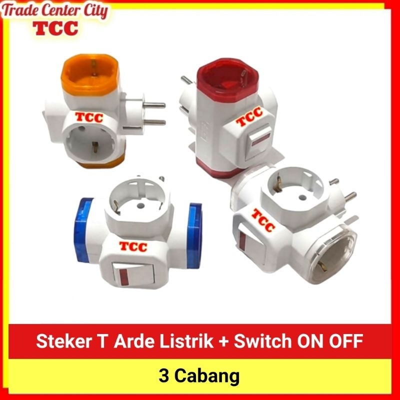 Jual Steker T Arde 3 Cabang Colokan Listrik Stop Kontak Dengan Saklar ...