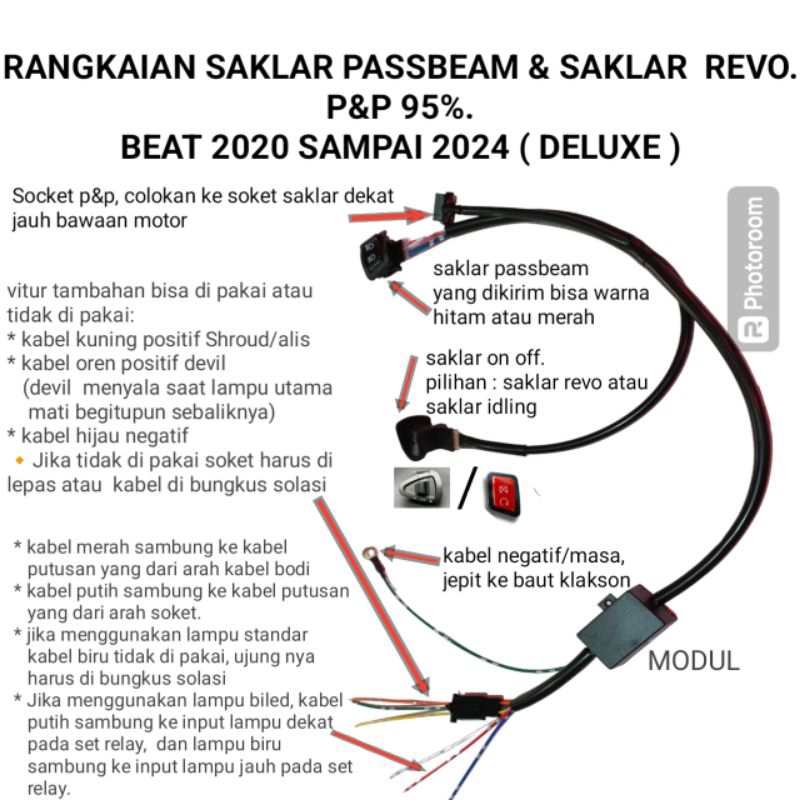 Jual Rangkaian saklar passbeam dan saklar on-off revo beat led Deluxe ...