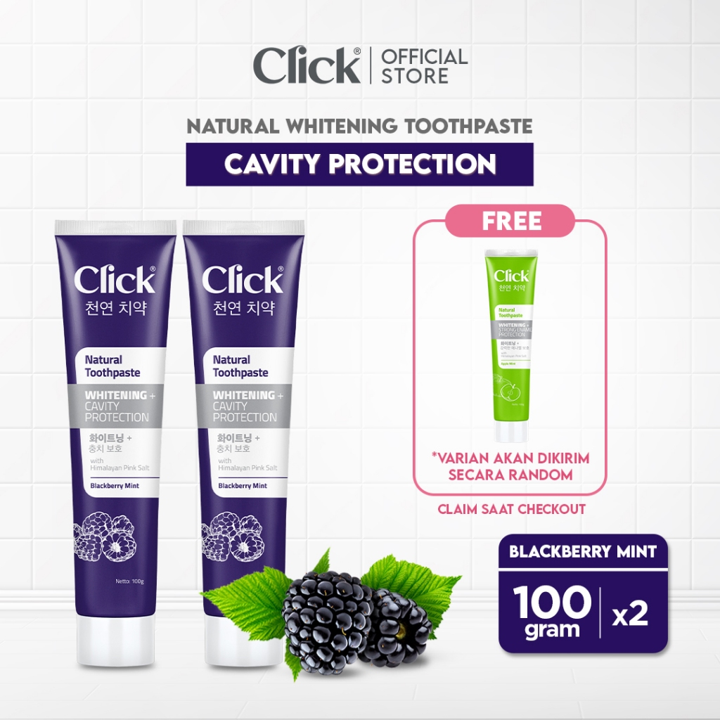Jual Click Natural Toothpaste Whitening + Cavity Protection Twin Pack ...