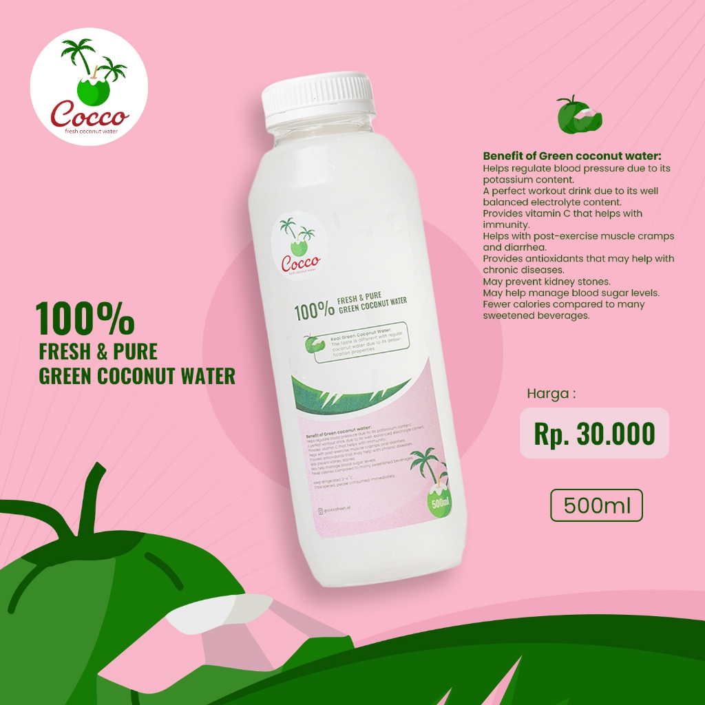 Jual 1 Botol Cocco Fresh Air Kelapa Hijau Murni 500Ml | Shopee Indonesia