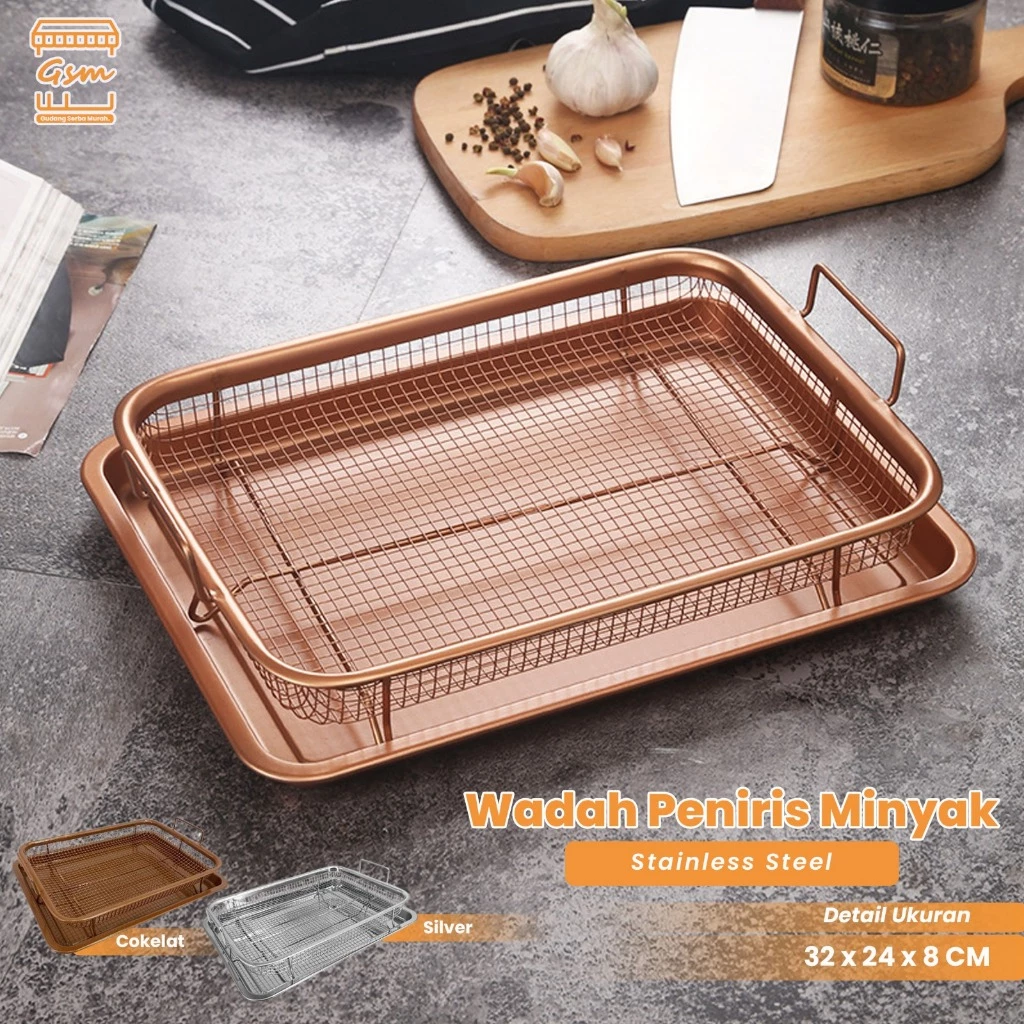 Gsm peniris minyak cooper crisper tray fika / oven tray/ cooling rack