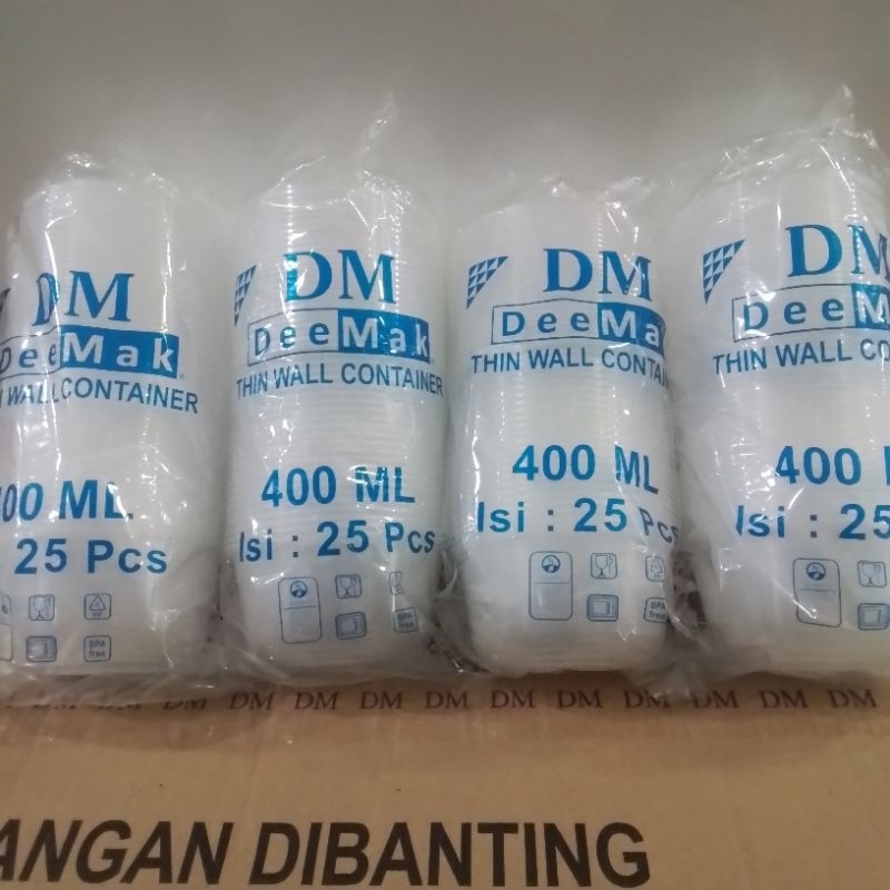 Jual Dm Thin Wall Container Tempat Makan Plastik Bening 400ml Isi 25pcs ...