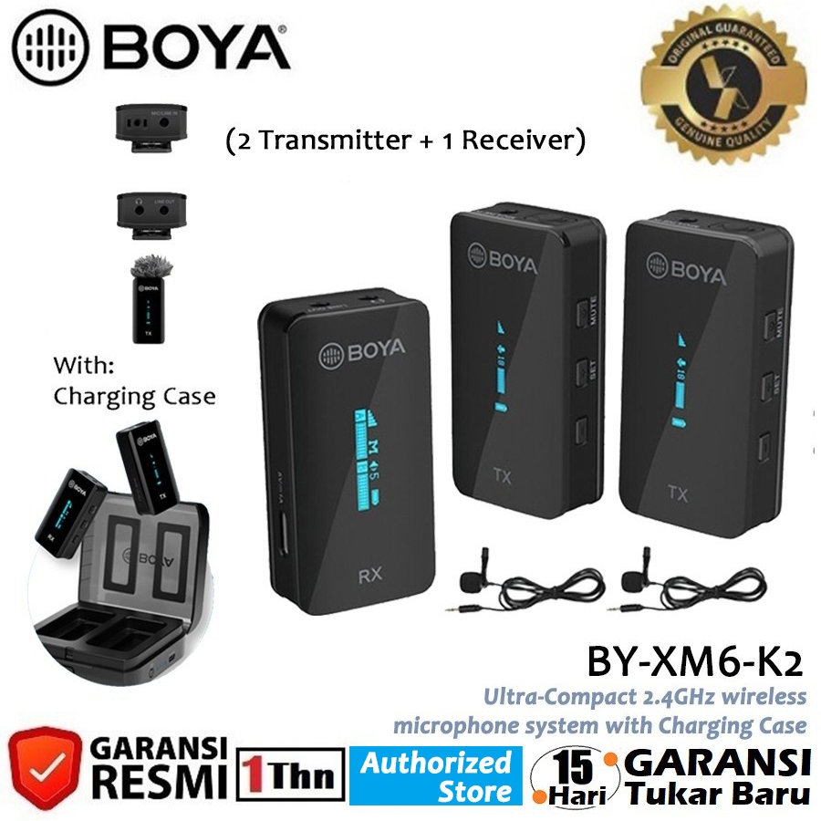 Jual Boya BY-XM6-K2 2.4GHz Wireless Microphone System with Charging ...