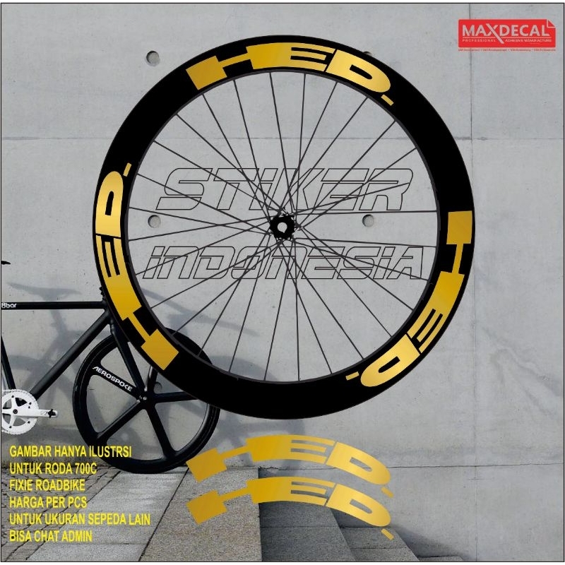 Jual sticker rims stiker velg sepeda fixie roadbike HED gold | Shopee ...