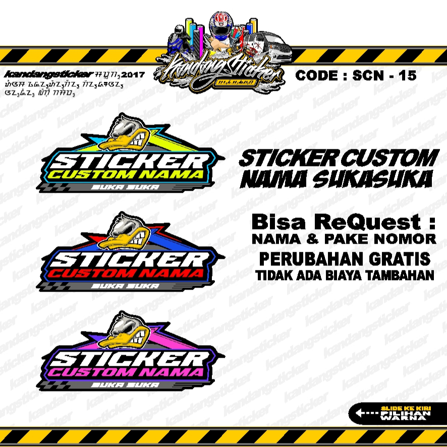 Jual Stiker Custom Nama Racing Satuan Suka Suka Sticker Custom Stiker