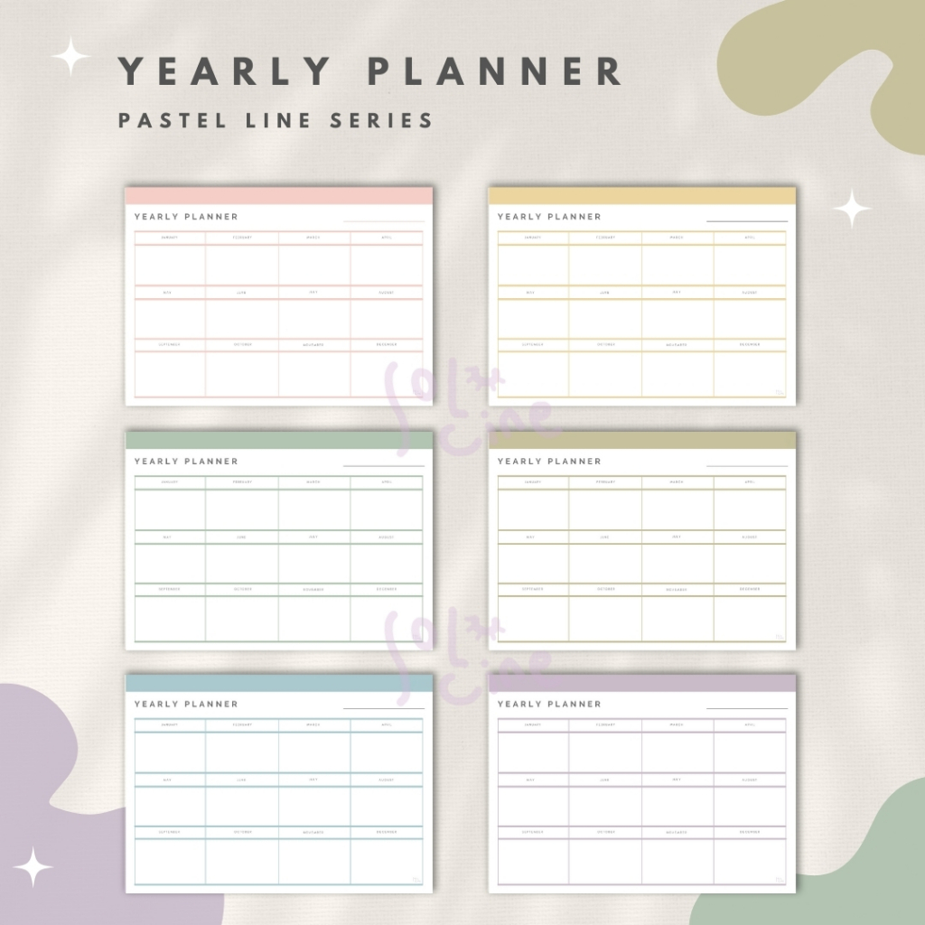 Jual Yearly Planner / Wall Planner - Pastel Line Series | Shopee Indonesia