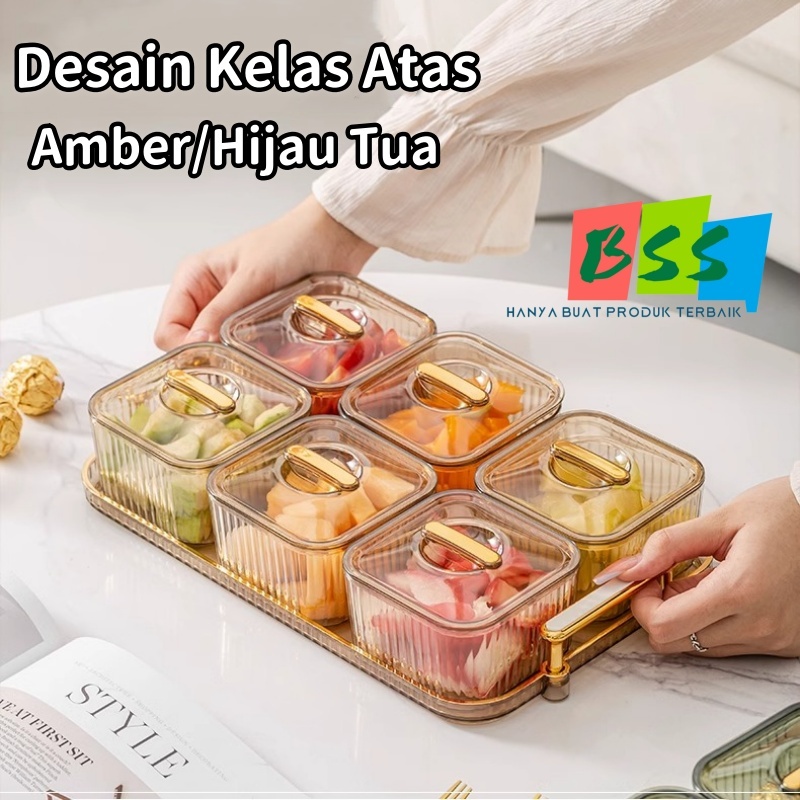 Toples Set Penyimpanan Makanan Saji Dengan Nampan Tempat Cemilan Toples Snack Tray Kue Storage Jar With Tray Toples Penyimpanan Makanan Penutup Idul Fitri