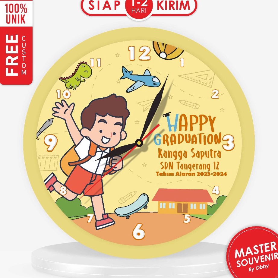Jual Terbaru Jam Custom Graduation Ukuran 1CM Hadiah Kelulusan Paud Tk ...