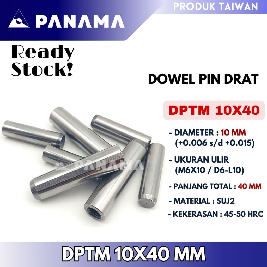 Jual DPTM 10X40 MM Dowel Pin Drat Ulir Tipe DPTM / MSTM 10 x 40 mm Made ...